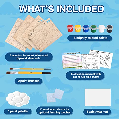 CoolToys Daring Dinos Paint n' Play 3D Model and Craft Kit - STEM Educational Wooden Dinosaurs Building and Painting Set for Kids Ages 6+, Fun and CoolToys