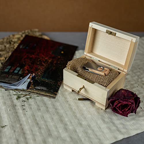 Creative Deco Small Wooden Jewelry Box | Lockable Storage Box with Lock & Key | 4.17 x 2.95 x 2.95 in | Plain, Unpainted & Unfinished | Keepsake Creative Deco