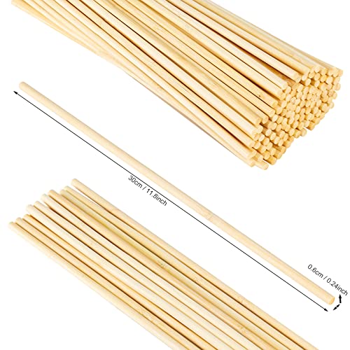 30PCS Wooden Dowel Rods, 1/4 x 12 Inch Round Unfinished Bamboo Dowel Rods, Wood Crafts Sticks Doweling Rods for Crafts and DIYers Arts Projects LepoHome