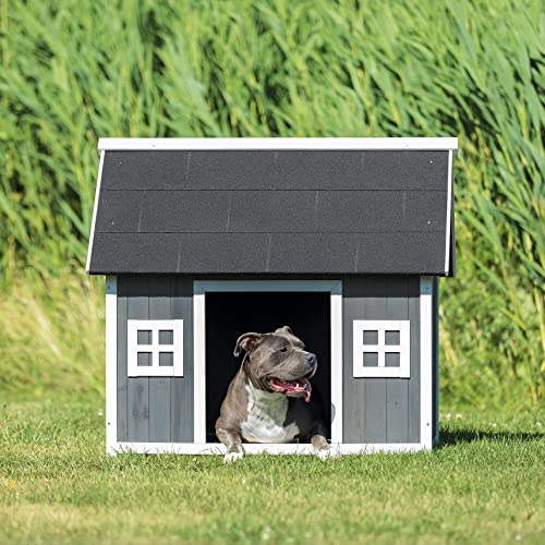 TRIXIE Natura Barn Style Dog House, Elevated Pet Shelter, Weatherproof Dog House, Medium TRIXIE