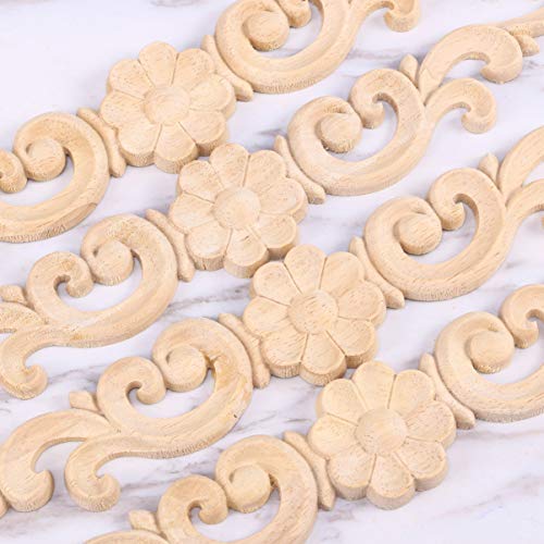 BESPORTBLE 4pcs Wood Carved Onlay Applique Unpainted Rose Flower Applique for DIY Craft Door Home Furniture Decoration BESPORTBLE