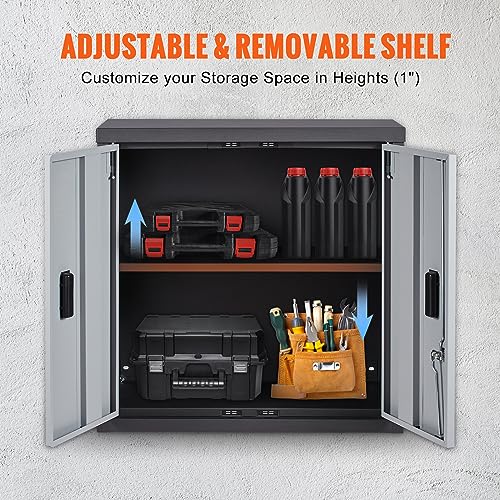 VEVOR Metal Garage Locker Mounted 26" Small Tool Chest 240 LBS Loading Capacity Adjustable Shelf Magnetic Door File for Warehouse Office Home Black VEVOR