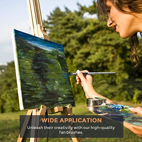Nicpro Fan Paint Brushes 10 PCS Artist Painting Brush Set Soft Anti-Shedding Nylon Hair Wood Short Handle for Acrylic Watercolor Oil Painting Nicpro