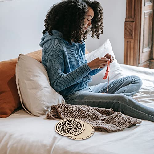 PH PandaHall Crochet Basket Bottom Kit 2 Style Natural Wooden Basket Bottom Crochet Basket Wood Base with 1pc 4mm Crochet Hook 40 Yard 9mm Cloth Yarn PH PandaHall