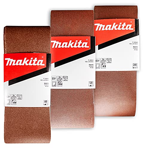 Makita 15 Piece - 4" Multi-Grit Sanding Belt Set For 4" Belt Sanders – Complete Sanding Set For Wood & Metal - 80-240 Grits Makita