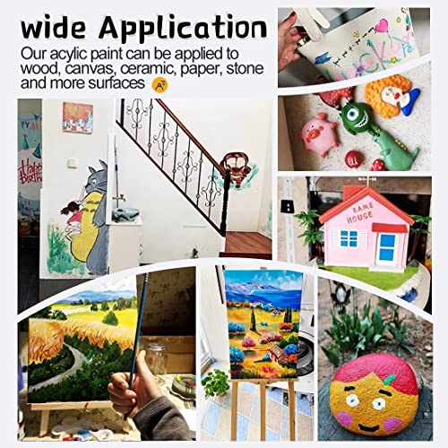 Colorful Acrylic Painting Kit - Paint Supplies Set with 24 Colors, 30 Brushes, 5 Canvases, 1 Pad, 2 Palette, 2 Sponge & 1 Wood Easel - Art Acrylic Colorful