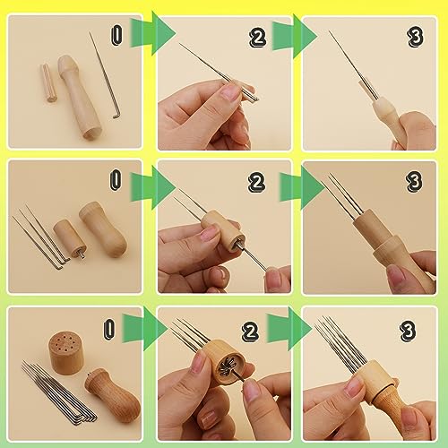 BAGERLA 118PCS Needles Felting Tool Kits, Wool Felting Tools with 80 PCS Needles Felting 3 Models Wooden Handles Large Felt Pad, 4-Sizes Felting BAGERLA