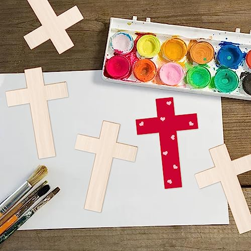 60 Pack Unfinished Wooden Crosses for Crafts, DIY Craft Cutout Wooden Slices Embellishments for Wedding Birthday Halloween Christmas Decorations itechpanda