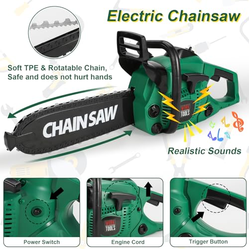 Vextronic Kids Tool Set 36 PCS with Electric Toy Chainsaw Drill Circular Saw with Realistic Sounds, Toy Tool Set for Toddlers 3 4 5 6 7 8, Pretend Vextronic