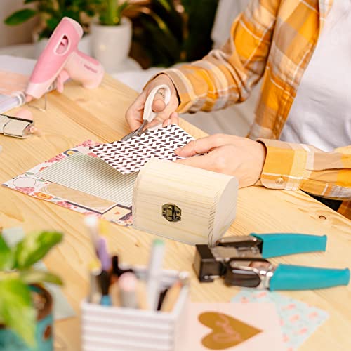 ADXCO 4 Pieces Unfinished Wood Treasure Chest Pine Wood Box with Hinged Lid Wooden Mini Treasure Box for DIY Crafts Art Hobbies Projects Jewelry Gift ADXCO