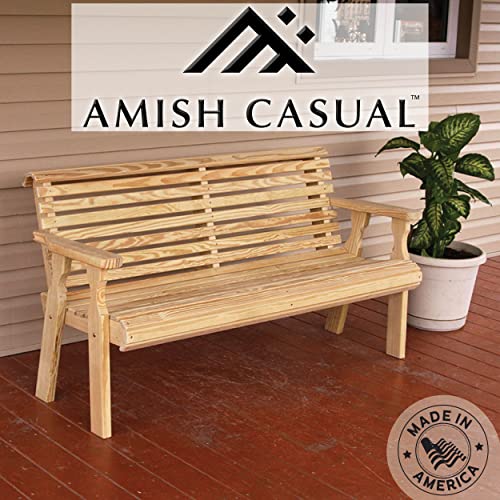 CAF Amish Heavy Duty 800 Lb Roll Back Pressure Treated Garden Bench (4 Foot, Unfinished) Amish Casual