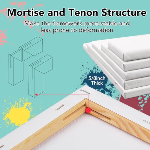 21 Packs Stretched Canvases for Painting, MultiSize 12x16, 10x12, 8x10, 5x7, 3x5, Round Canvas with 8x8,10x10,12x12, Primed Blank Canvas for Oil, ESRICH