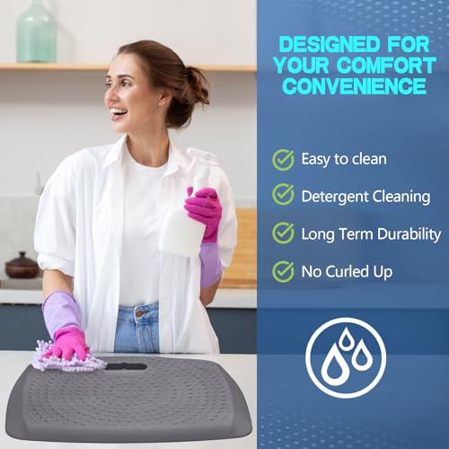 Ergohead 3/4 inch Anti Fatigue Comfort Standing Mat, Portable Office Standing Desk Mat, Non Slip Kitchen Mat, Built-in Handle with Massage Points ergohead