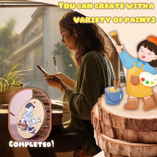 Coasters Wood Slices Burning Kit :Unfinished Natural Crafts with Bark 30 Pcs 2.4-2.8 inch Hemp Rope Suspension Hole Kids DIY Arts Christmas Ornament HANNE MEOW