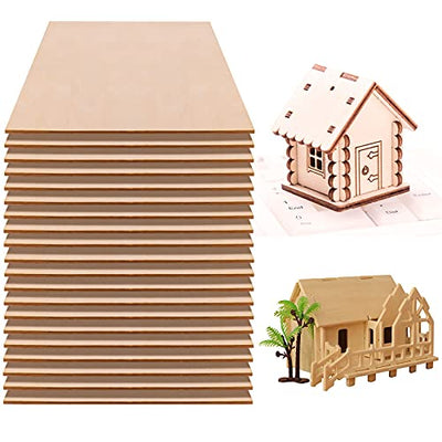 Fabbay 20 Pieces Basswood Sheets Thin Wood Sheets Craft Wood Board Unfinished Plywood for Craft DIY Wooden Plate Model Wooden House Aircraft Ship