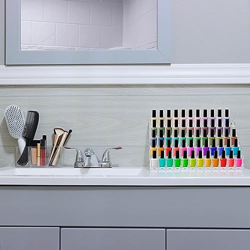 CraftyBook 5-Tiered Art Supply Storage Organizer with Paint Brush Holder - Clear Acrylic Tabletop Gel Polish Paint Storage Step Shelf - Acrylic Nail CraftyBook