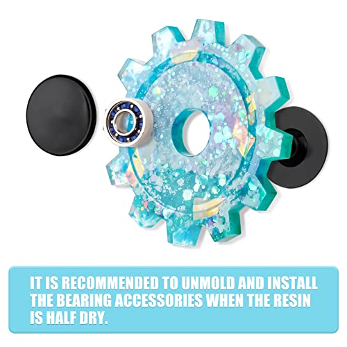 NiArt Fidget Finger Spinner DIY Epoxy Resin Casting Silicone Mold Kit 5 Molds with 10 Bearings Set, Stress Reliever Hand Fidget Toy Gift for Kids and NiArt