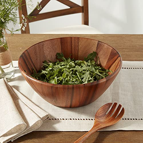 Lipper International Acacia Round Flair Serving Bowl for Fruits or Salads, Large, 12" Diameter x 4.5" Height, Single Bowl Lipper International