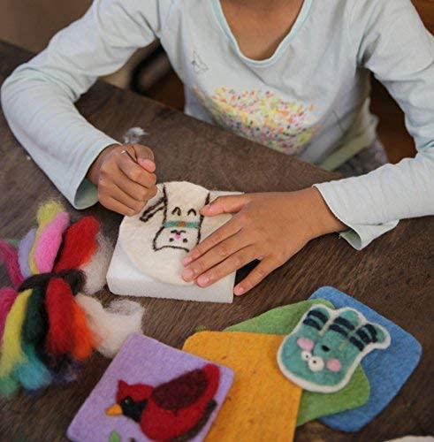 Woolbuddy Needle Felting Kit, Starter, Felting Kit for Beginners Adult, Kids, 6 Cute Felting Animals, Felting Supplies Included Felting Needles, Woolbuddy