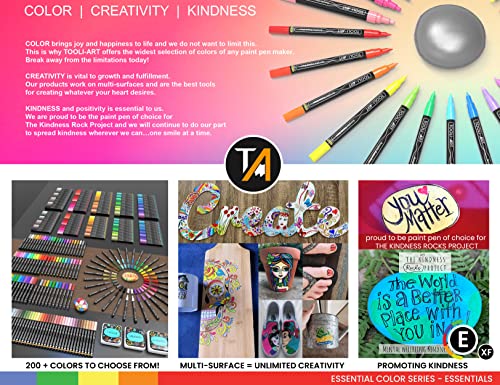 TOOLI-ART Black And White Acrylic Paint Markers Paint Pens Set For Rock Painting, Canvas, Mugs, Metal, Glass Paint, Fabric, Wood, DIY. Non Toxic, TOOLI-ART