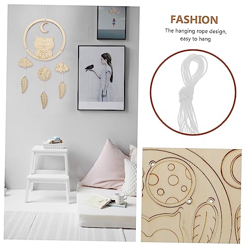 DECHOUS 2 Pcs Wind Chime Ornament Baby Nursery Wood Cutout Wood Dream Catcher Dream Catcher Making Kit Baby Nursery Wood Hanging Dream Catchers DECHOUS