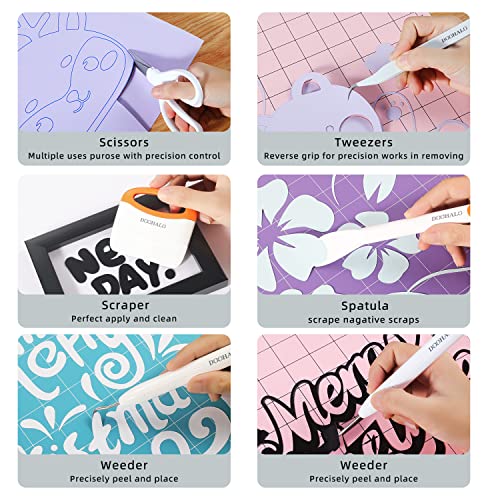 DOOHALO Vinyl Weeding Tools for Cricut Tools Crafting Basic Accessories Set Kit for Silhouette Weeding Scraper Spatula Tweezers Scissors Basic Tools DOOHALO