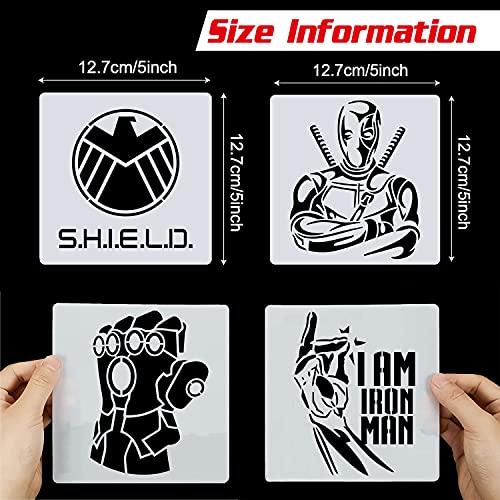 25 Pcs Superhero Stencils for Painting on Wood Canvas - Kids Drawing Painting Stencil Art Supplies Superhero Avatars and Logo Stencils for Home Decor CZONG