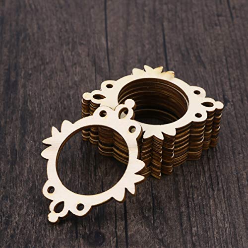 Amosfun Unfinished Wood Cutout Photo Frame Mini Picture Frame Wooden Shape Pieces Craft Embellishments Ornament for DIY Crafts 10pcs Amosfun