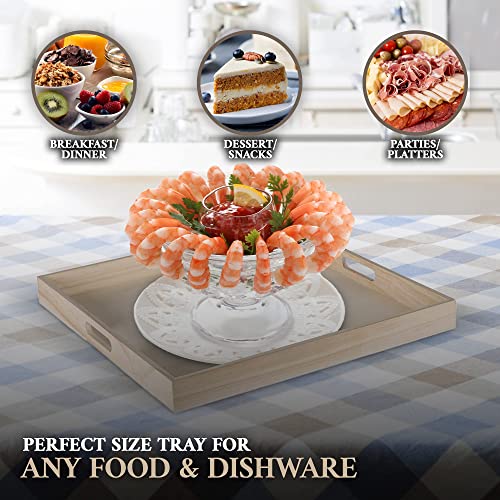 Wooden Square Trays for Serving - Five Piece Nested Breakfast Tray - Wood Crafts Trays for Organizing | Bathroom Tray - Food Trays for Party Buffet Hammont