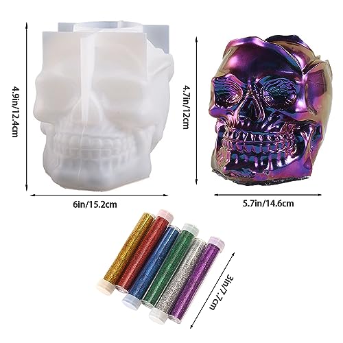 Nenkarn Skull Resin Mold, 3D Large Skull Resin Mold for Makeup Brush Holder, Candle Making, Home Decor, Jewelry Candy Container Box, DIY Resin Epoxy Nenkarn