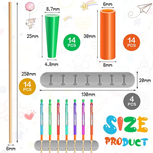46 Pcs UV Epoxy Glitter Pen Holder Stand Turner Accessories with Nonstick Sleeves Silicone Pen Plugs Wooden Dowels Rods for DIY Craft Enthusiast Teling