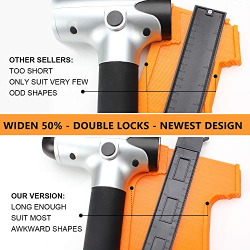 Contour Gauge with Lock, 2pcs 5&10 inch Profile Gauge Smart Measure Ruler Contour Duplicator Carpenter Tool for Vinyl Cutter Plank Install - Instant VIRIDI