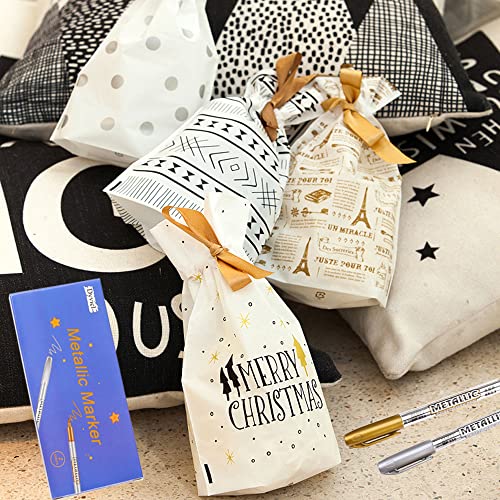 Dyvicl Premium Metallic Markers Pens - Silver and Gold Paint Pens for Black Paper, Glass, Rock Painting, Halloween Pumpkin, Card Making, Scrapbook Dyvicl