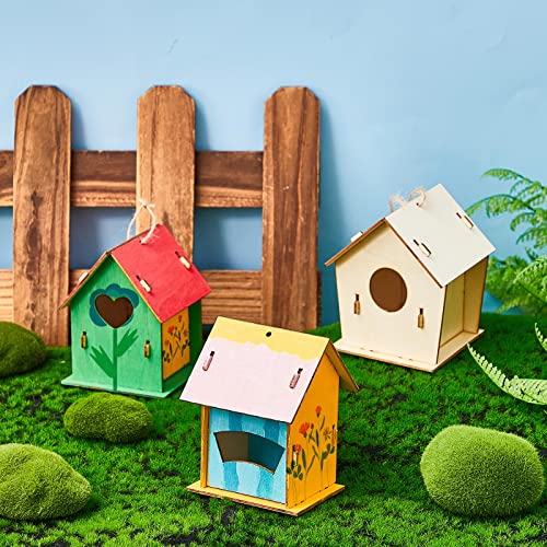Juexica 30 Pcs Wooden Birdhouses, Unfinished Wood Bird Houses Arts and Crafts Kits Wooden Bird Houses to Paint for Kids DIY Craft Juexica