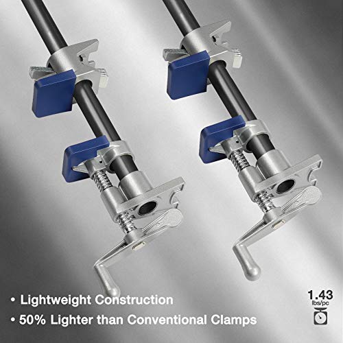 WORKPRO 2-Pack 3/4'' Pipe Clamps, Wood Gluing Pipe Clamp Set with H-shaped Feet, Lightweight Cast Aluminum Wood Clamps Quick Release for Woodworking, WORKPRO