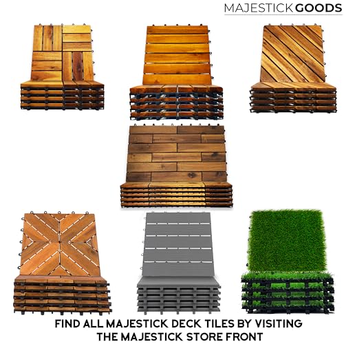 Interlocking Deck Tiles 8 Pack - Snap Together Wood Flooring | 12 x Acacia Hardwood Outdoor for Patio Click Floor Decking Tile Outdoors Balcony Majestick Goods