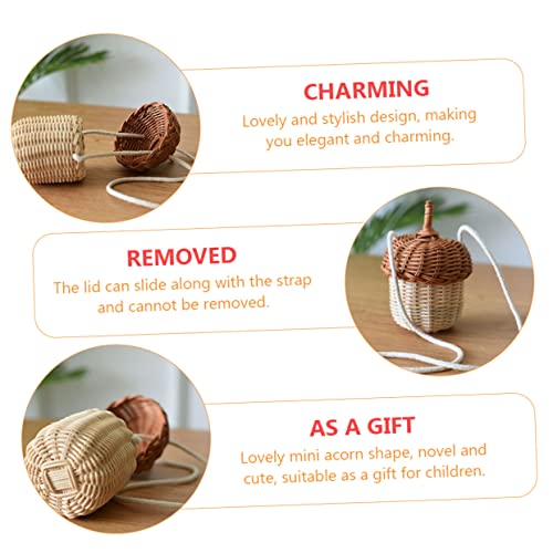 Cabilock 2 pcs Rattan Satchel Hanging Basket sandy cheeks costume Rattan Storage Basket acorn shaped bag summer shoulder bag bohe foraging bag rattan Cabilock