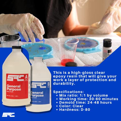 Specialty Resin & Chemical General Purpose Clear Epoxy Resin 1 Gal | Clear 2-Part Epoxy Resin Kit for Tabletops, Countertops, Encapsulation, & More |