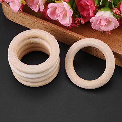50pcs Wood Rings Circle Unfinished Wooden Round Rings DIY Wood Craft Pendant Connectors Jewelry Making Walfront