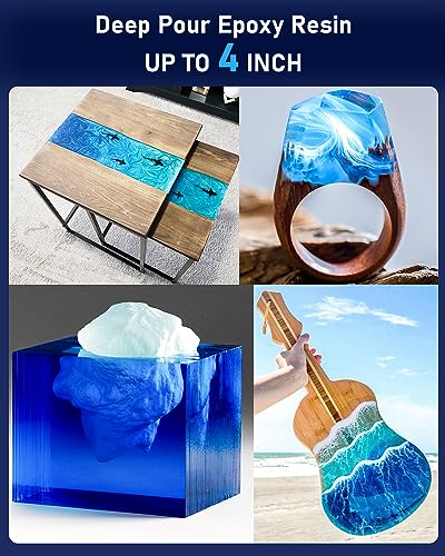 Nicpro 1.5 Gallon Deep Pour Epoxy Resin Kit, 2 to 4 Inch Depth Crystal Clear & High Gloss, Bubble Free Epoxy Resin for Craft River Table,Wood Filler, Nicpro