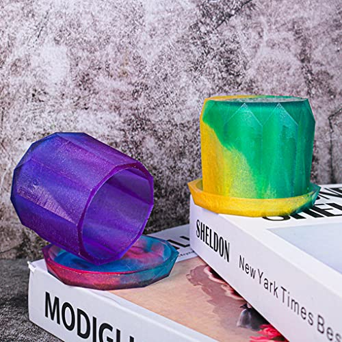 FineInno Origami Dice Cup Resin Mold Geometric Box Silicone Molds with Lid Bell Jar Epoxy Casting Mold for Party Game Display Dome Cover Home Decor FineInno