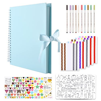 GOTIDEAL 12 x 12 Inch Scrapbook Album with 10 Metallic Markers,80 Pages Craft Paper Photo Album for Wedding and Anniversary, Family DIY Photo Album