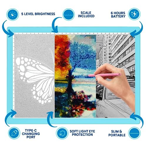 iVyne Rechargeable A4 Light Pad for Tracing & Weeding - LED Light Board for Weeding Vinyl - for Cricut Vinyl Weeding Tools - Ultra-Thin & Portable - iVyne