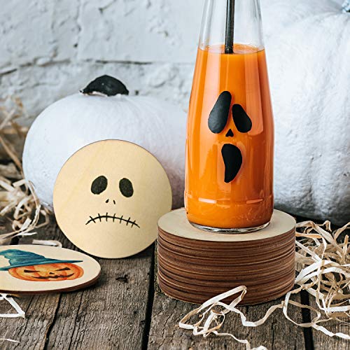 80 Pieces 3 Inch Unfinished Wooden Circles, Wooden Cutouts Natural Round Wood Slices for DIY Wood Craft, Door Hanger, Painting, Wedding, Coasters, Coopay