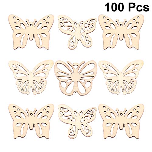 BESPORTBLE 100PCS Unfinished Wood Crafts Butterfly Wood Crafts Wood Butterfly Embellishment Unfinished Wood Butterfly Rustic Decor Wooden BESPORTBLE