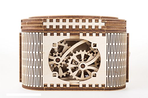UGEARS Mechanical Models 3-D Wooden Puzzle - Treasure Box w/Key (Secret Hidden Puzzle) Idea Wood Puzzles for Adult UGears