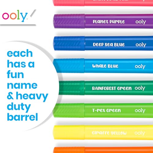 Ooly Thick Washable Markers with Jumbo Grip, Washable Toddler Markers, Big Bright Brush Tip Markers for Toddlers, Kids Markers Washable with Jumbo Ooly