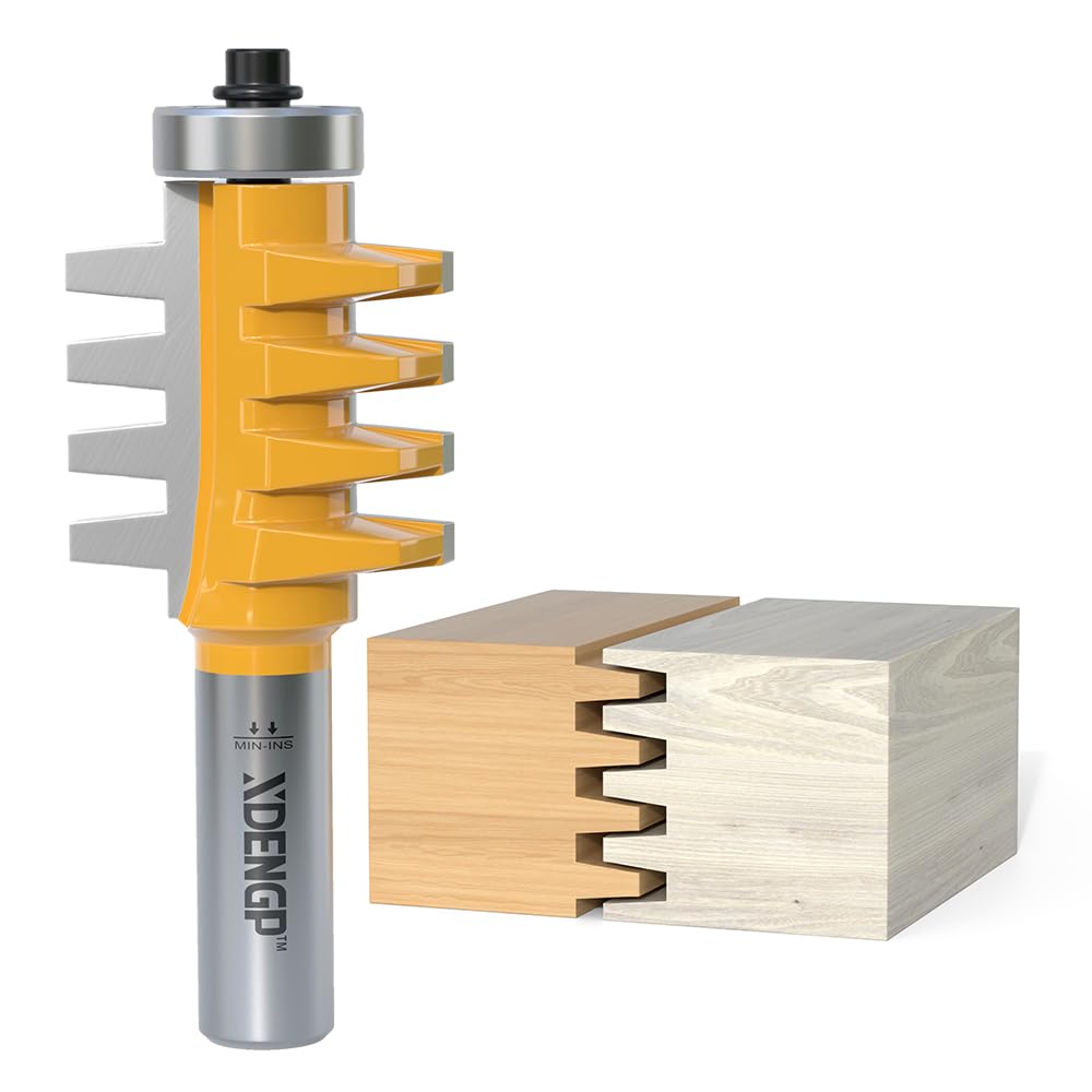 XDENGP Professional Finger Joint Router Bit 1/2" Shank, Reversible Finger Glue Joint Router Bit for Woodworking, Finger Joint Bit, Joinery Router Bit XDENGP