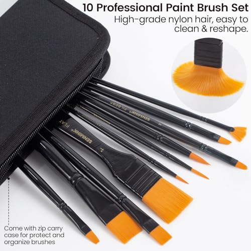 MERRIY 29-Piece Acrylic Paint Set, Painting Supplies Kit with Tabletop Sketch Box Easel, 12 Colors Acrylic Paints,10"x 12" Stretched Canvas,Premium MERRIY