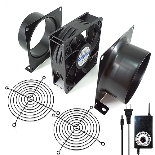 Hose Vary 4" Axial Exhaust Fan, 3000RPM 120mm DC12V Dual Ball Bearings Air Exhaust Fume Smoke Extractor Fan Kit for DIY Soldering, 3D Laser, Paint Hose Vary